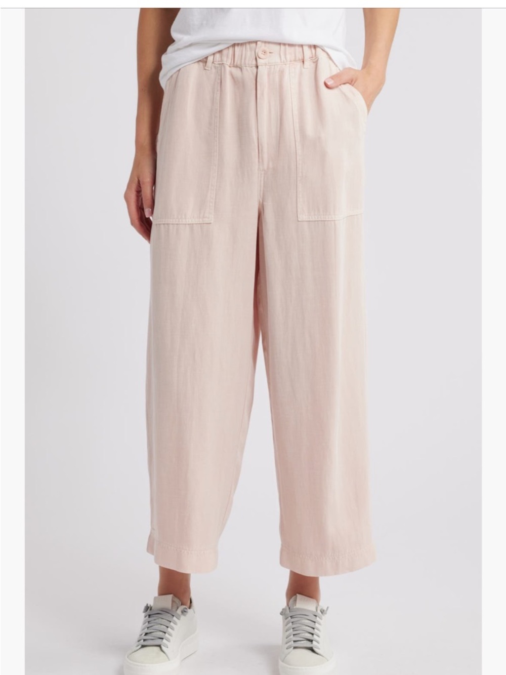 Treasure & Bond Relaxed Linen Blend Crop Wide-Leg Pants